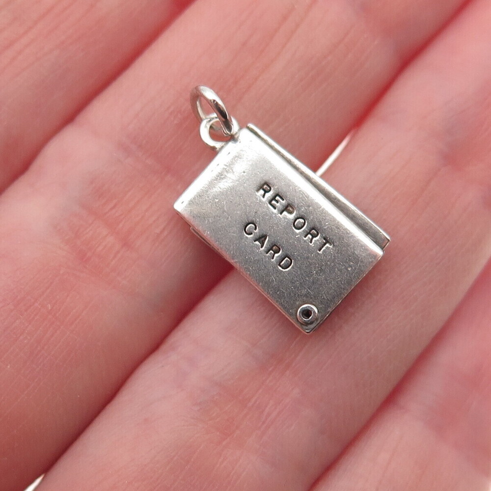 925 Sterling Silver Antique You're Tops Report Card Envelope Mini Slide Pendant